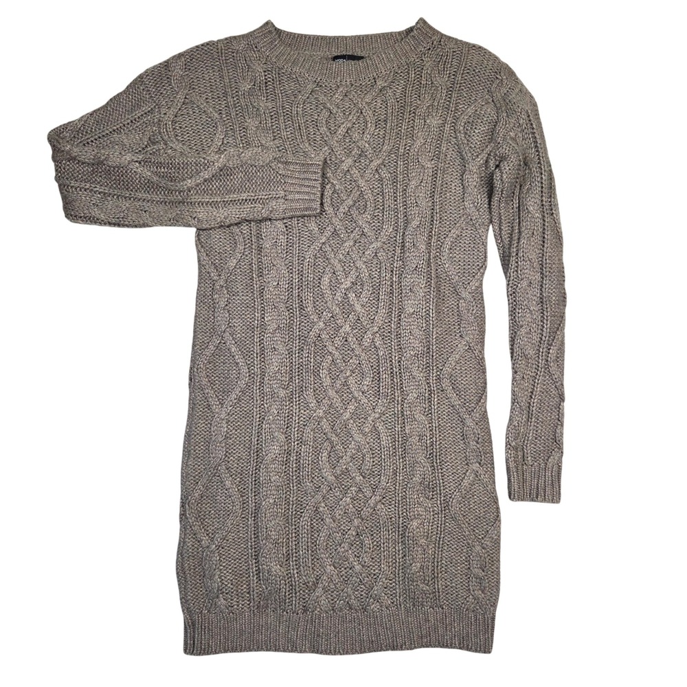 Moda International Wool Blend Cable Knit Sweater Dress Womens XS Academia Fall